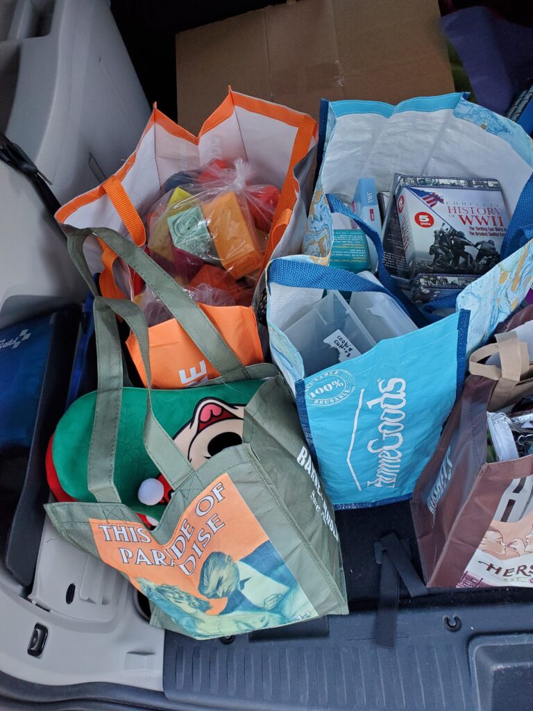 bags of purchased thrift items